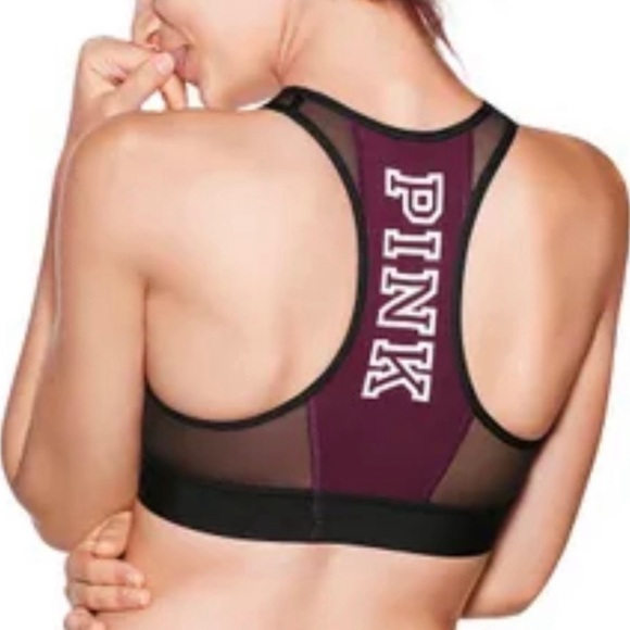 PINK Victoria's Secret Other - PINK Victorias Secret Sports bra L Black and Plum Racerback